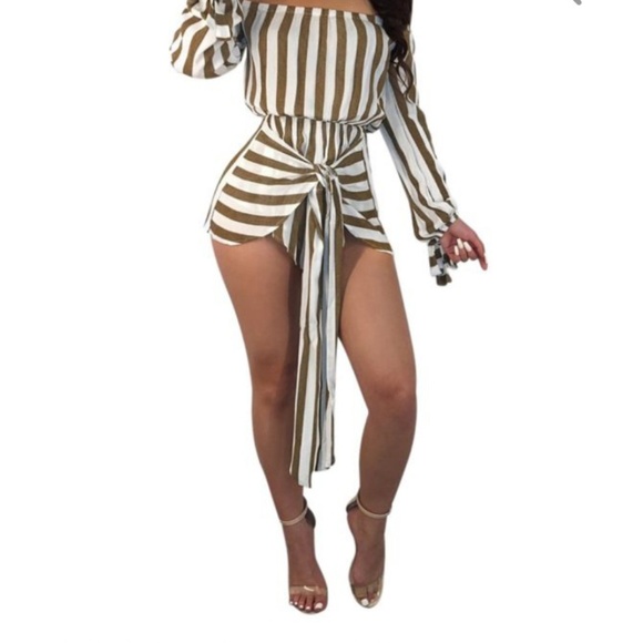 Other - Off the shoulder strip romper